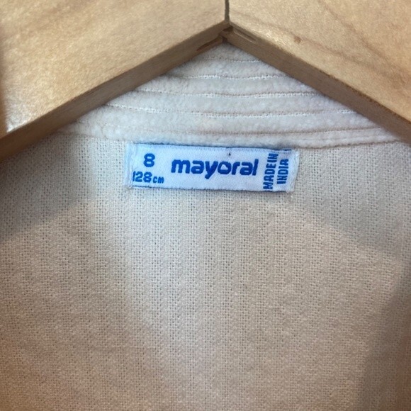 Girls Mayoral Corduroy Cream Overshirt Shacket 100% Cotton - Size 8 - EUC - Picture 2 of 6